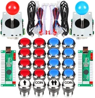eg starts 2 player arcade joystick led chrome push buttons for pc mame raspberry pi video games arcade cabinet parts