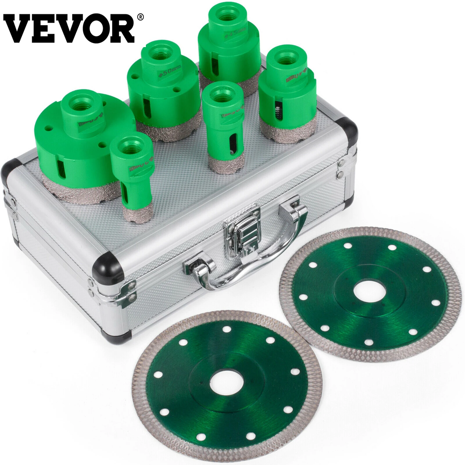 VEVOR Diamond Cutter Hole Saw Set Drill Bit and 1.4mm Thickness Blade M14 Mounting Thread W/ Case Tile Granite Marble Porcelain