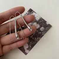 srcoi simple long teardrop zircon geometric strip drop earrings for ladies elegant luxury metal dangle threader hook earrings