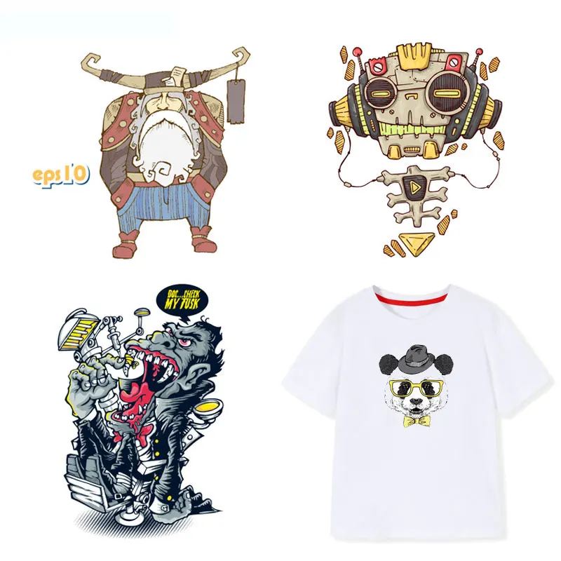 

Термоклейкие нашивки с животными, модные нашивки с роботом, монстром для одежды, наклейки на одежду, термотрансферные Аппликации, сделай са...