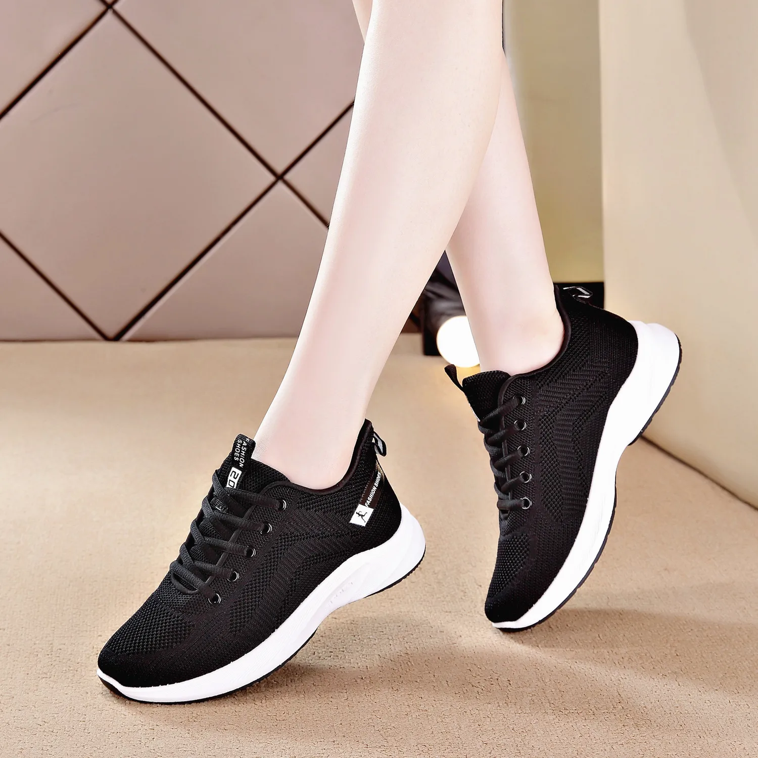 Fly woven shoes 2021 autumn air XueShengChao fashion sports leisure running fitness dance soft-soled shoes with flat shoes