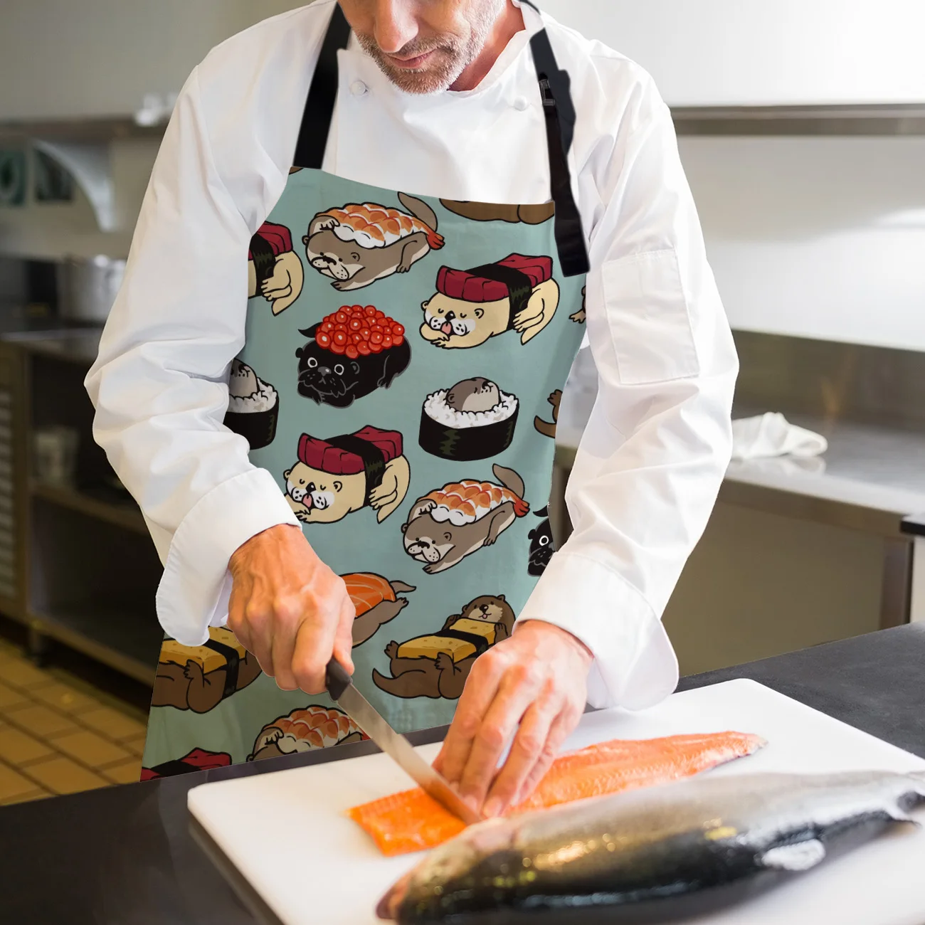 Регулируемый Фартук для суши Выдра кухонный фартук готовки Ресторан Бар шеф