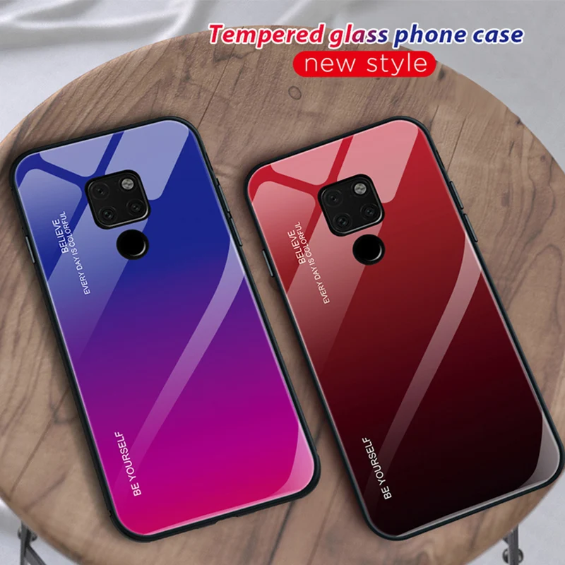 Окрашенное цветное закаленное стекло для huawei mate 20 Pro 10 Lite полный градиентный телефонный чехол для huawei Y9 Y6 Prime Y5 Y7