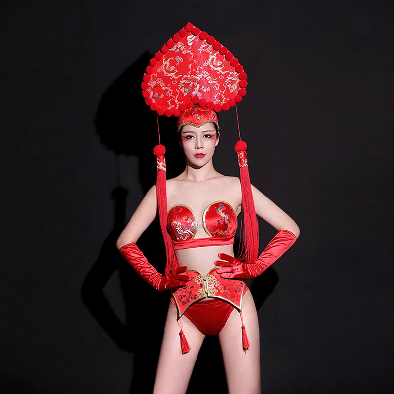 Новый праздничный наряд на весну Rave головной убор новогодний ночной клуб бикини