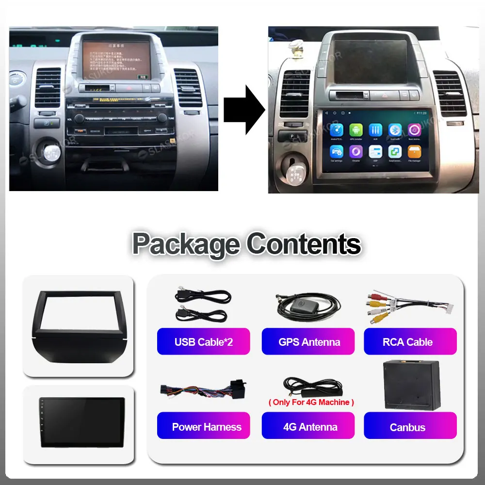 6 + 128G Android 10 для Toyota Prius 20 2003 2004 2005 2009 Carplay автомобильное радио видео плеер навигация