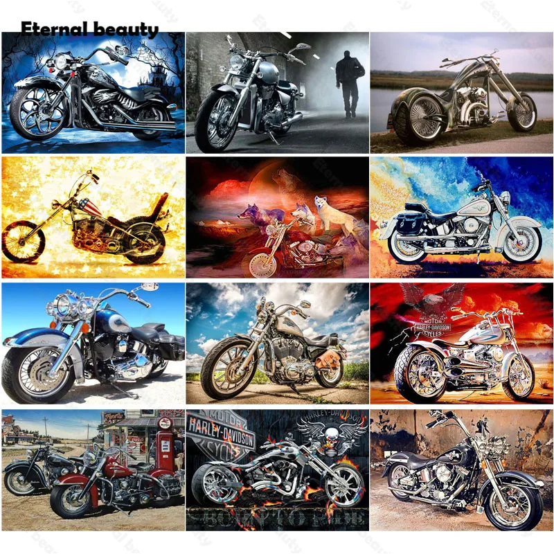 

Diamond Painting Motorcycle 5D Diy Full Diamond Embroidery Motorcycle Cross Stitch Kits Square Round Diamond Mosaic Home Decor