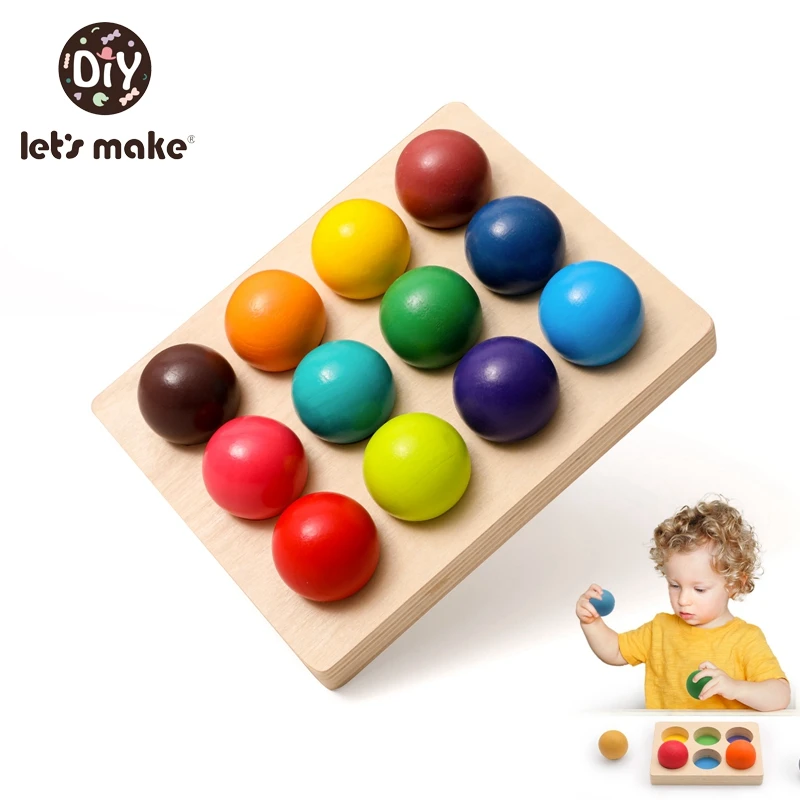

Let's Make Wooden Montessori Rainbow Matching Ball Color Sorting Sensory Toys Sensory Game Cognitive Educational Toys Kids Gifts