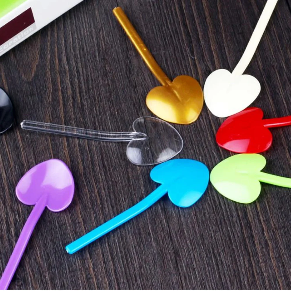 

2000pcs/lot Disposable Colorful Spoon Heart-shaped Shovel Love Spoon Dessert Spoon Ice Cream Spoon Wholesale
