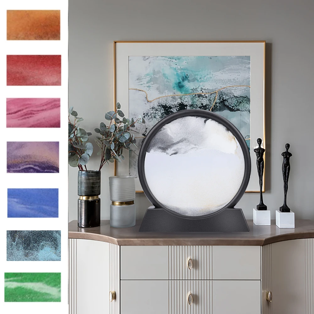 7/12 дюймов движущийся песок художественная картина круглое стекло 3D глубокий