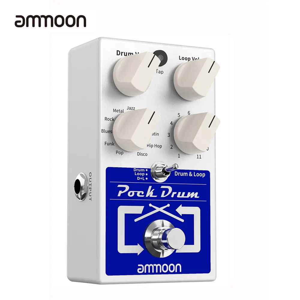 ammoon PockDrum Drum & Loop Guitar Effect Pedal Built-in Looper Max. 20min Recording Unlimited Dub Tracks Guitar Accessaries