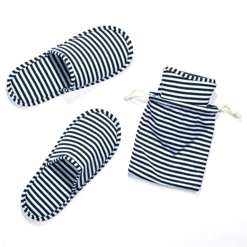 Мужские и женские полосатые тапочки унисекс для путешествий в отеле Переносные