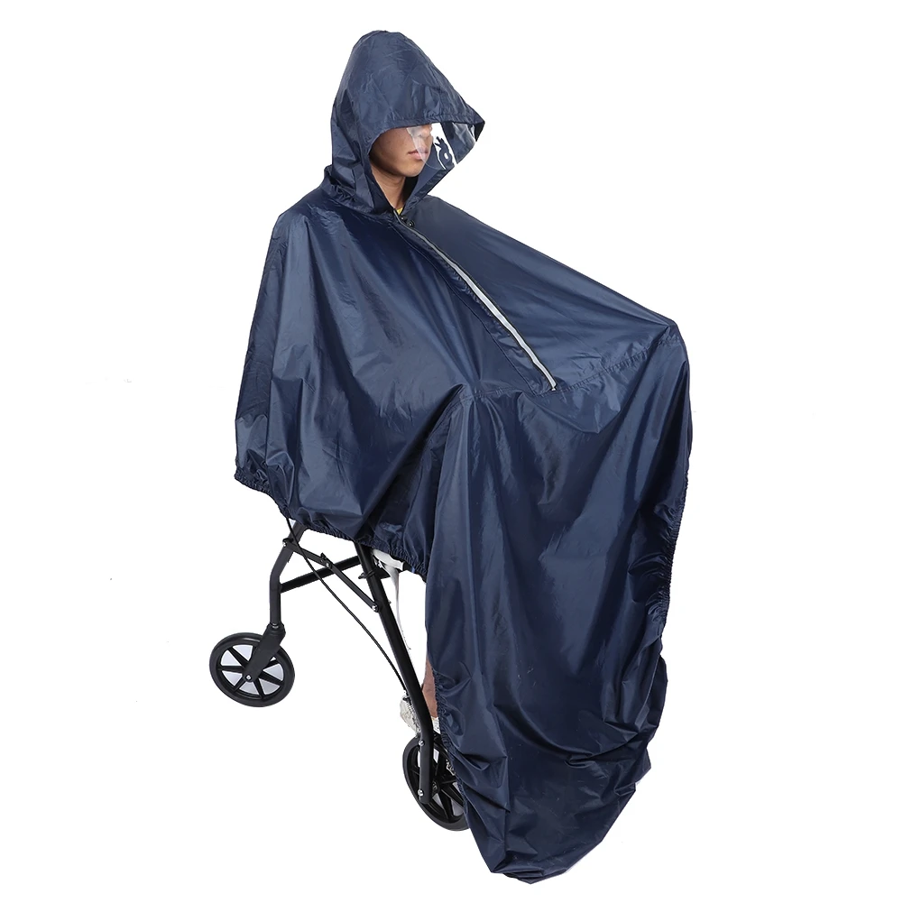 

180 X 94cm Nylon Hooded Wheelchair Rain Cover Waterproof Soft Wheelchair Rain Coat Elastic Cuffs Easy To Put On And Take Off