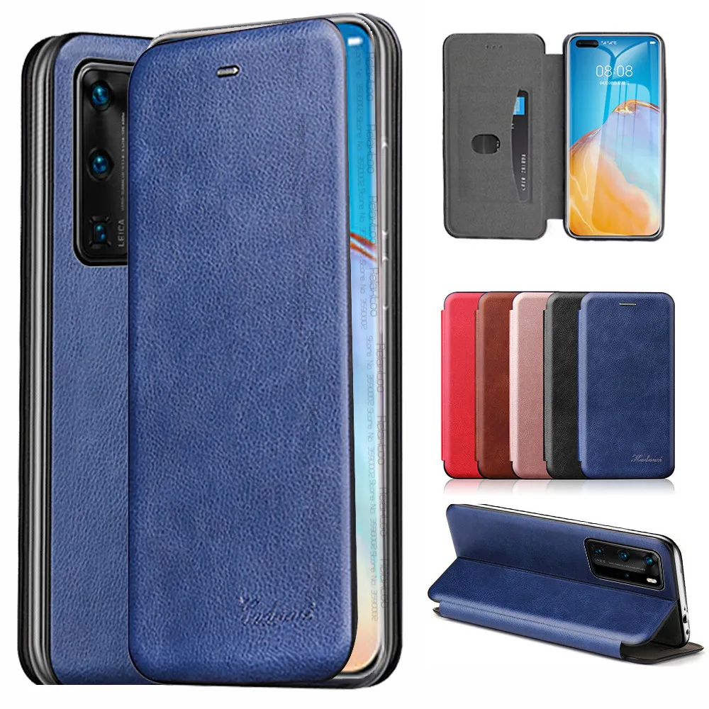 Кожаный чехол книжка с магнитной застежкой для Huawei P40 Lite E P20 P30 Honor 30i 30 Pro P 40 Honer 10 20
