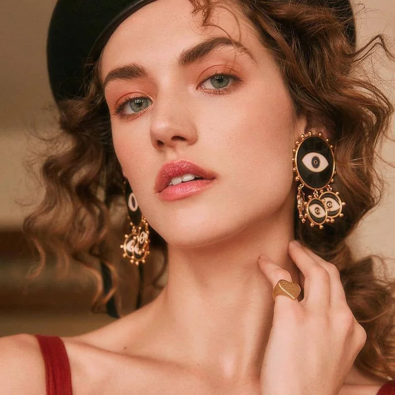 

New Exaggerated Statement Drop Earrings For Women Punk Black Red Color Evil Big Eye Trendy Party Jewelry Earrings Wholesale 2021