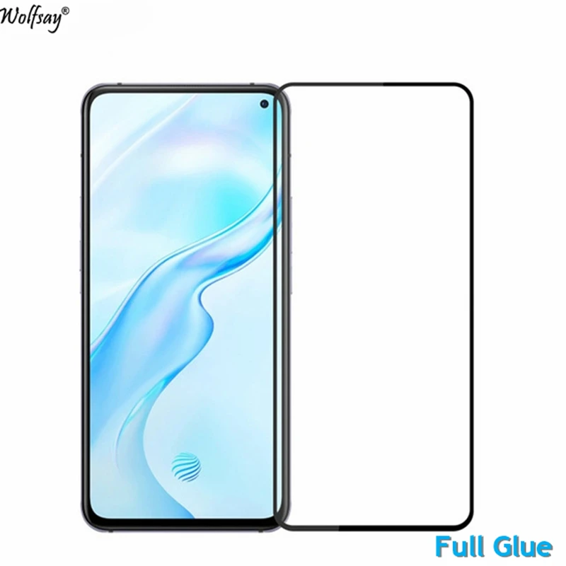 2 uds Protector de pantalla de pegamento completo para Vivo X30 vidrio templado Vivo X30 vidrio de cubierta completa para Vivo X30 9H 2.5D pel&iacute;cula de calidad suprema Wolfsay-0