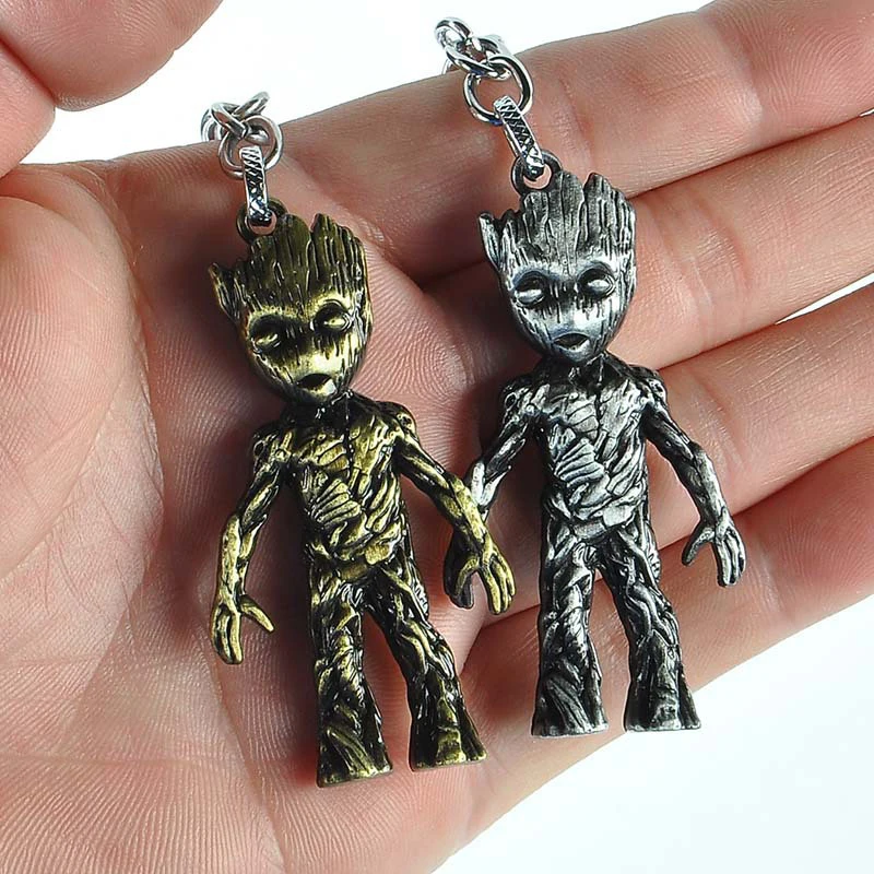Handmade Alloy Keychain Home Decoration Figurines Anime Groot Baby Tree Miniature Model Vintage Bronze Silver Ornaments Crafts | Дом и сад