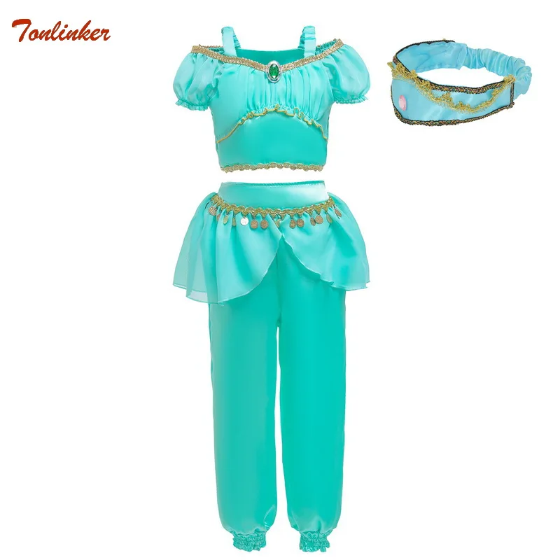 2019 Хэллоуин Детские костюмы принцессы жасмин для девочек вечерние платье танца