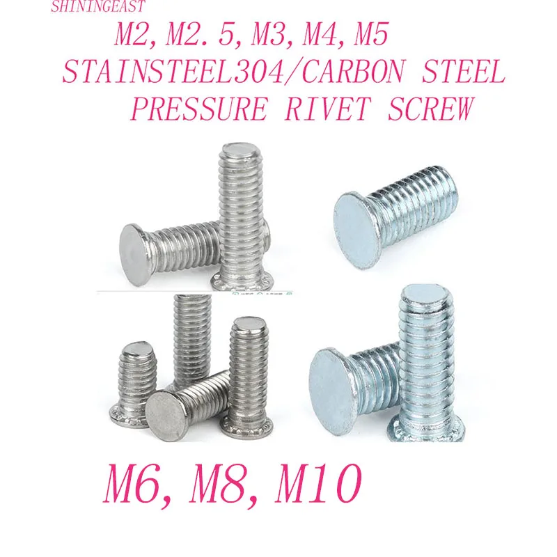 

M2M2.5M3M4M5stainless steel 304/zinc carbon steel pressure rivet screw flush head stud pressing rivet screw 1170