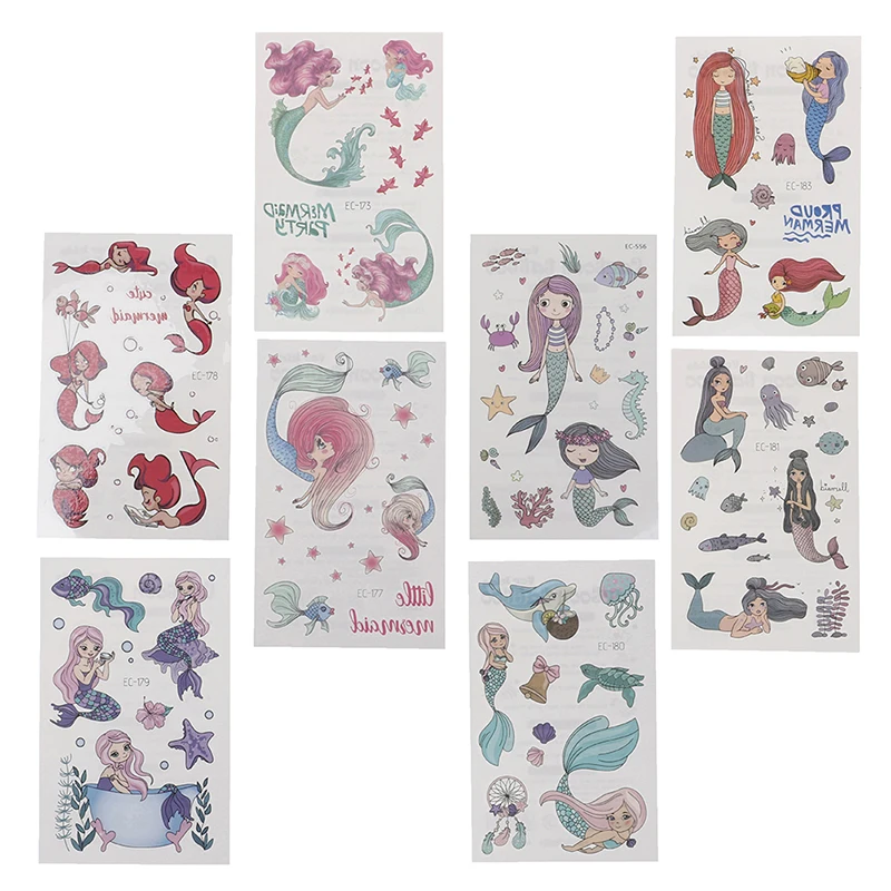 

15Sheets Mermaid Temporary Tattoo Sticker For Kid Fake Tattoo Toy Party Favor