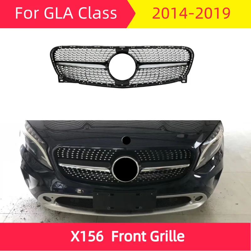 Алмазная Передняя решетка для mercedes X156 2014-2019 GLA Class GLA180 GLA200 GLA250 GLA45 ABS | Автомобили и