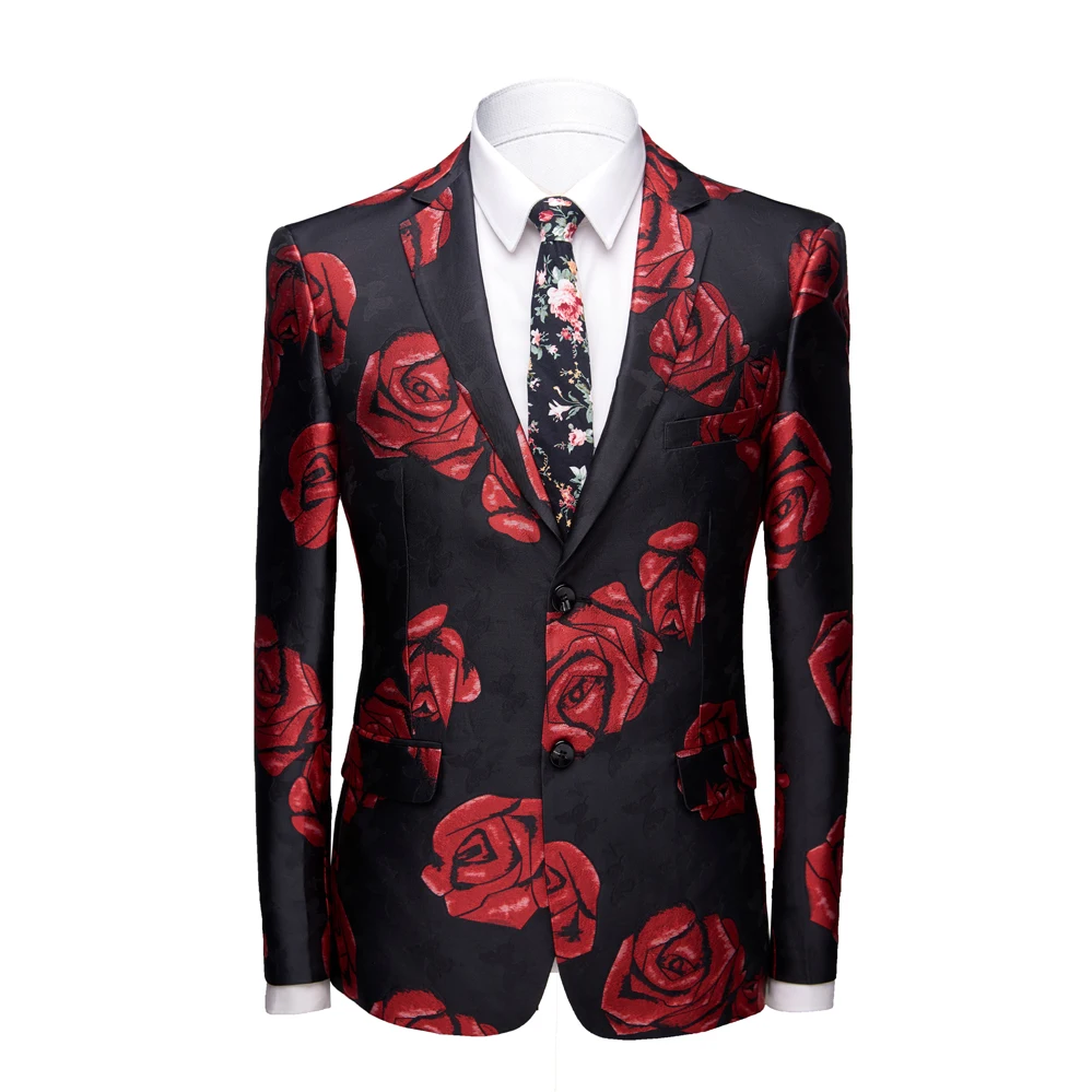 Blazer Men Autumn New Men Floral Blazer Jacket Plus Size Slim Fit Evening Party Dress Suit Jacket Men Clothes 2020