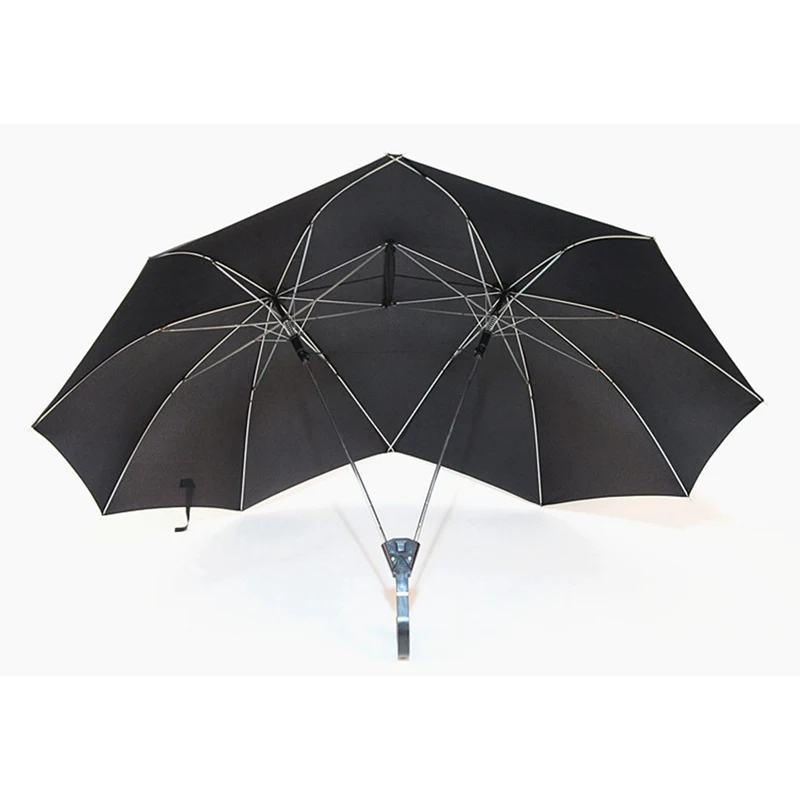 Creative fashion two-pole couple umbrella pure color semi-automatic high-end business double top conjoined | Дом и сад