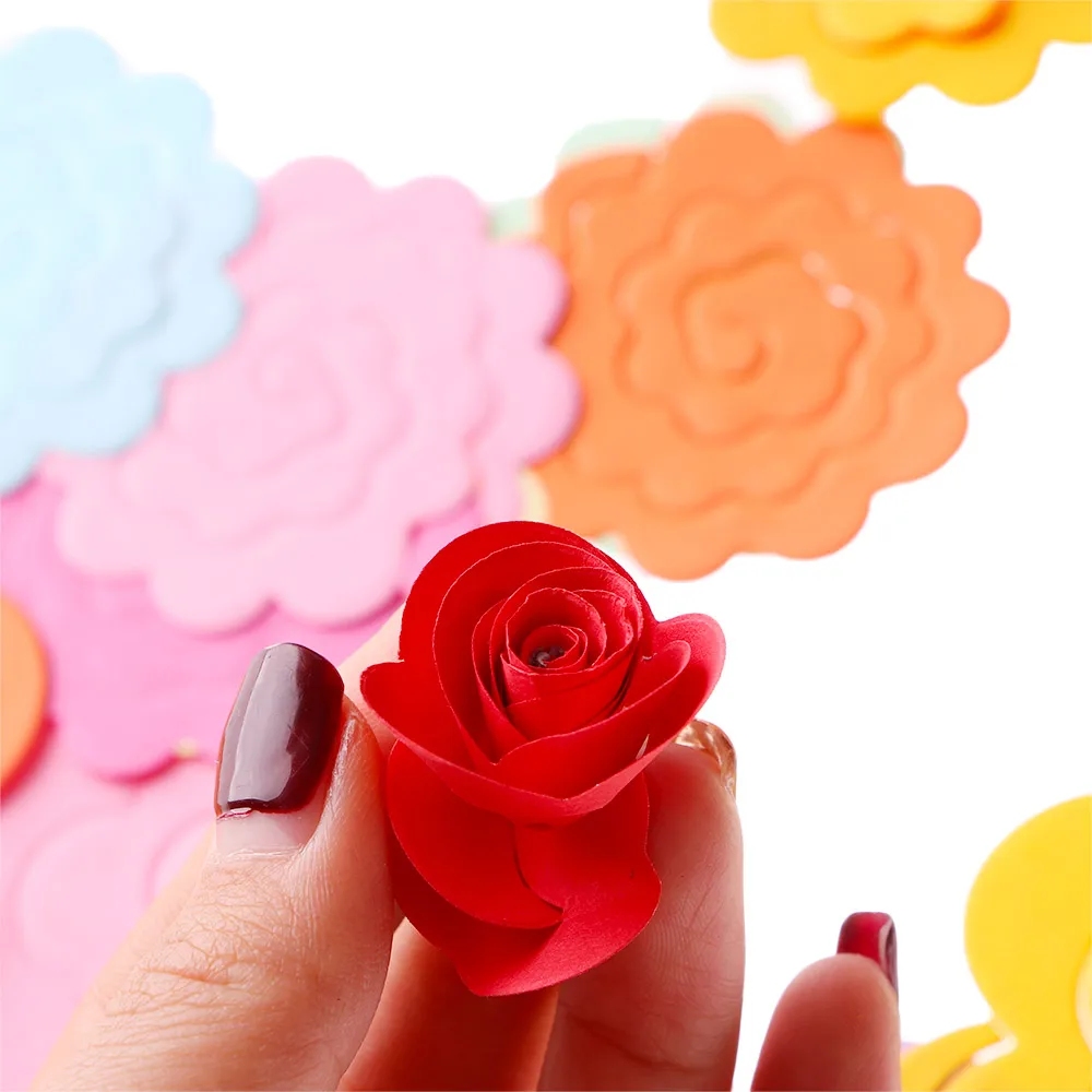 20 шт./партия бумажные розовые цветы ручной работы DIY материал красочные складные