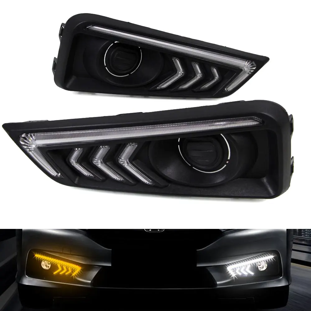 Дневные ходовые огни светильник LED DRL для Honda City 2015 2016 левый и правый туман крышка