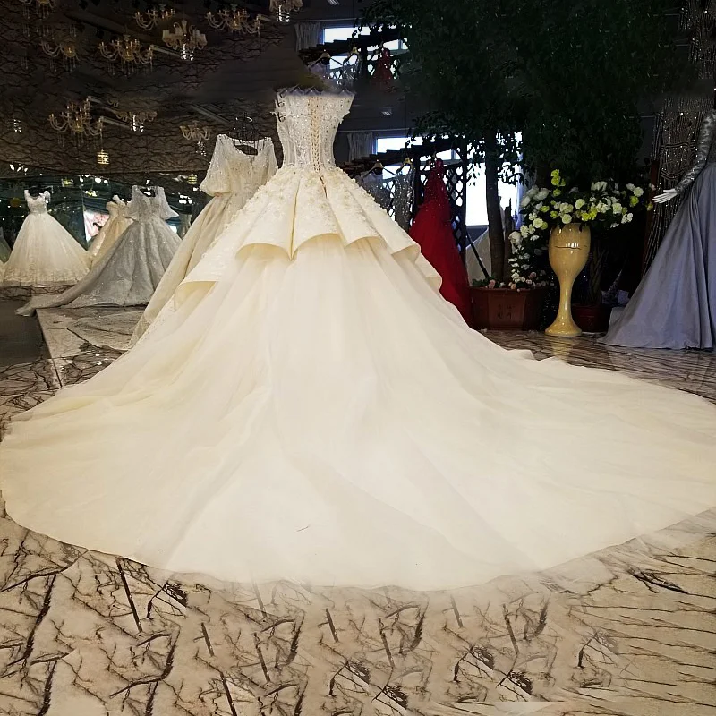 LS54220 Свадебные платья для свадебного шампанского асимметричной юбки длинный