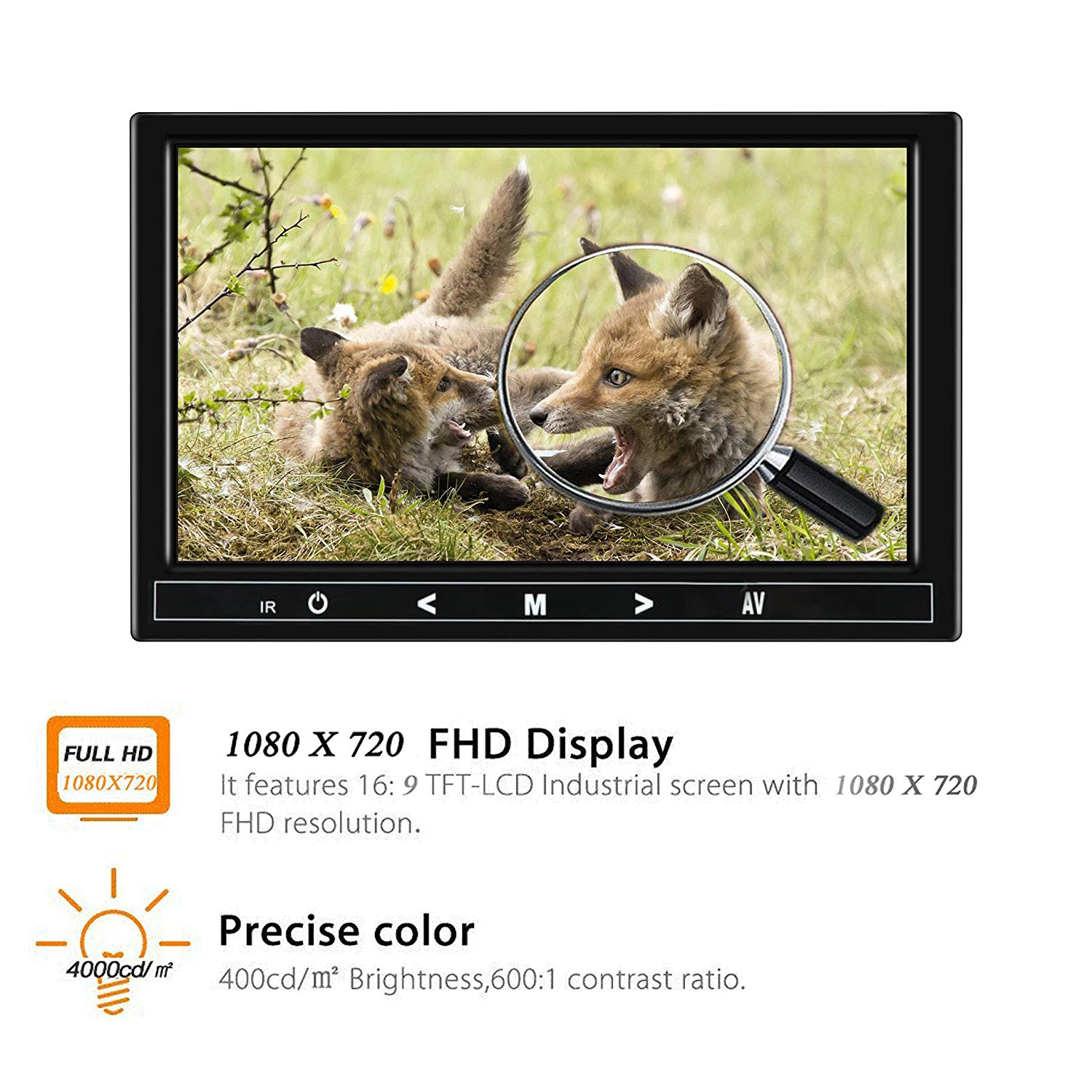 9 дюймов экран HD TFT lcd Портативный 1080x720 разрешение цветной видео монитор с VGA AV HDMI