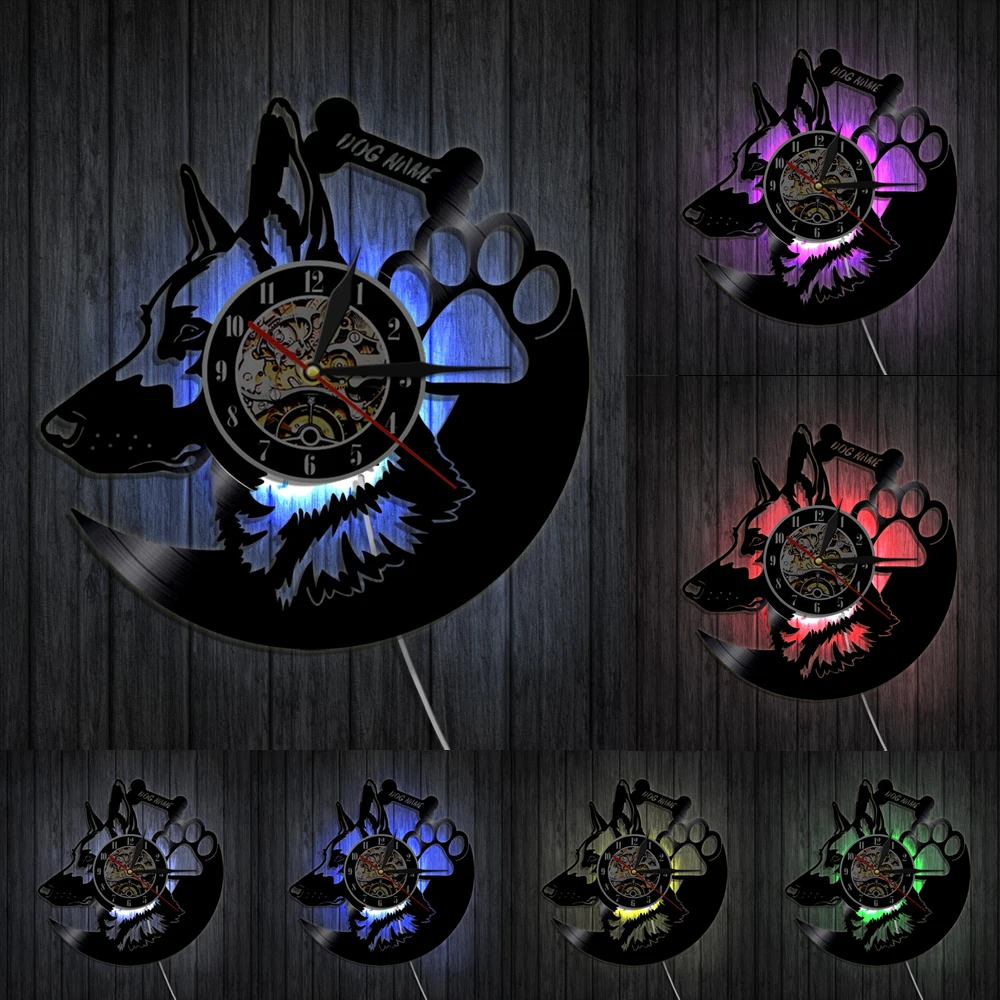 Настенные часы немецкой овчарки для домашнего декора виниловые с изображением
