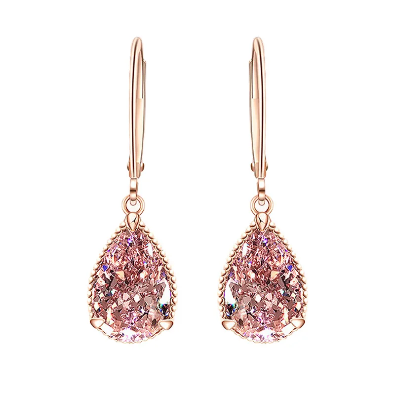 

14K Rose Gold Jewelry 1 Carat Diamond Earring for Women Natural Pink Topaz Gemstone Bizuteria 14K Garnet Drop Earrings Orecchini