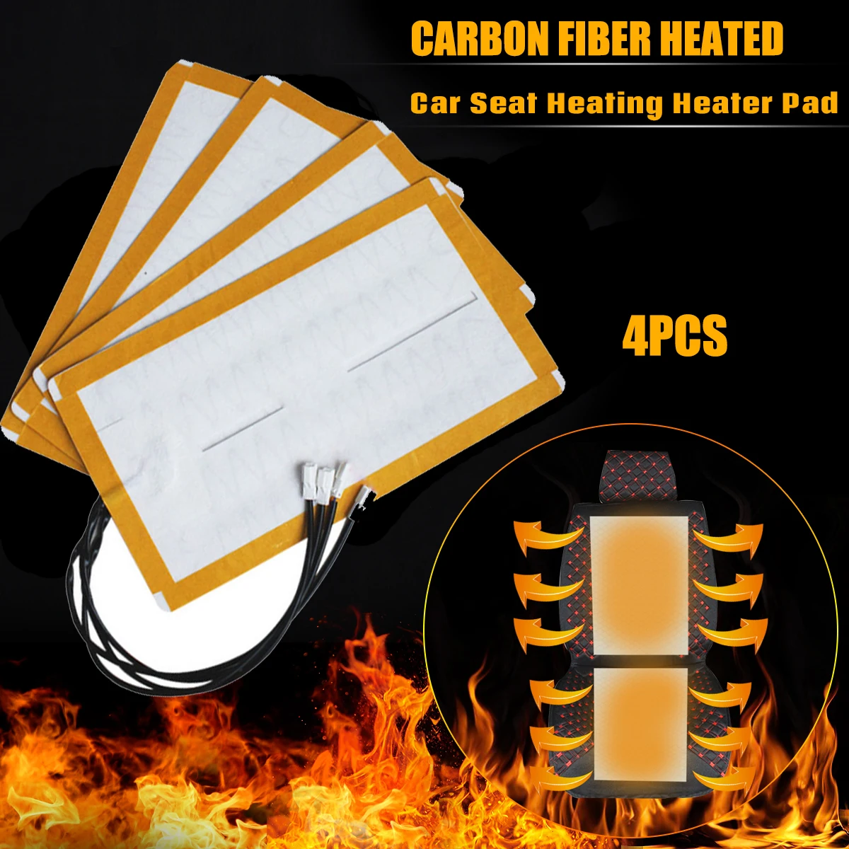 

4 шт., универсальные чехлы для автомобильных сидений, 12 В, 48x28 см