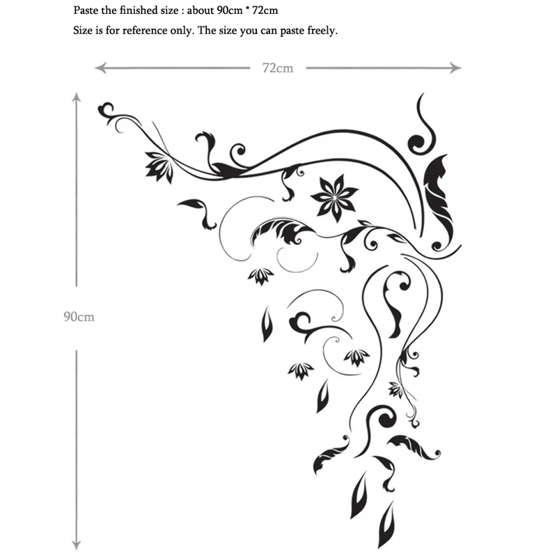 

Black flower vine wall sticker home decor for Bedroom living room TV background decoration Mural art Decals stickers on the wall