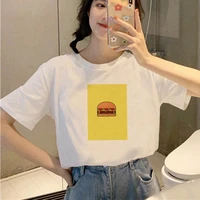summer top tee hamburger printed lady o neck t shirt funny graphic t shirt femme clothing harajuku white t shirt oversized