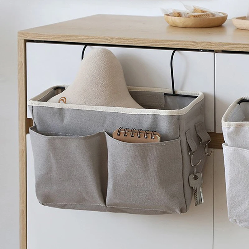 Холщовая прикроватная подвесная карманная сумка для хранения магазинов в