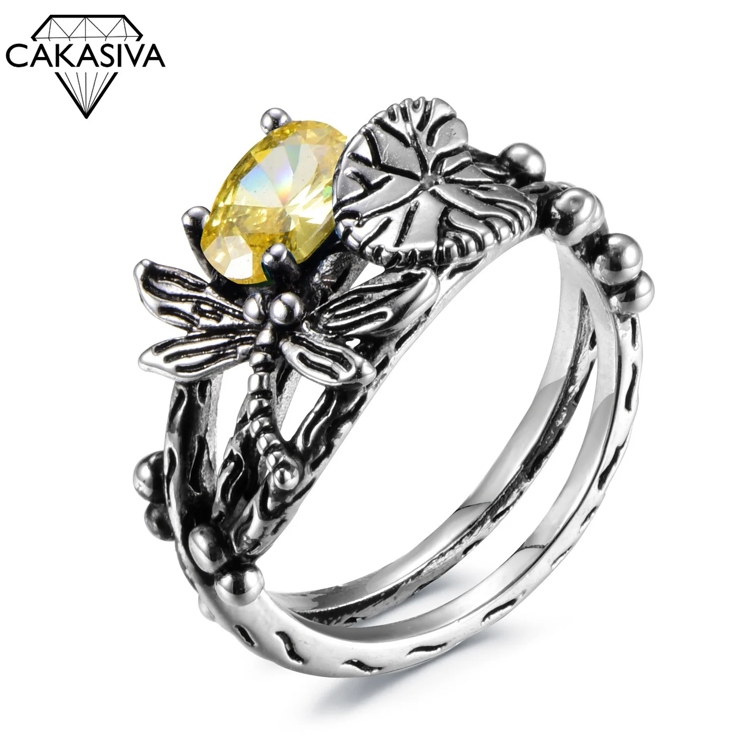 

Vintage 925 Thai Silver Inlaid Topaz Ring for Women Butterfly Lotus Ring Multi-color Gift Women Jewelry Wholesale Size 6-10