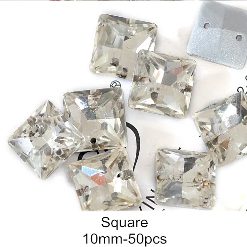 10mm-50pcs Камни в форме капли стеклянные стразы с круглым белым циферблатом и пришить остроконечные Стразы прозрачный лошадиный глаз Sew On Stone для украшения одежды B3172 - Цвет: 10mm-50pcs
