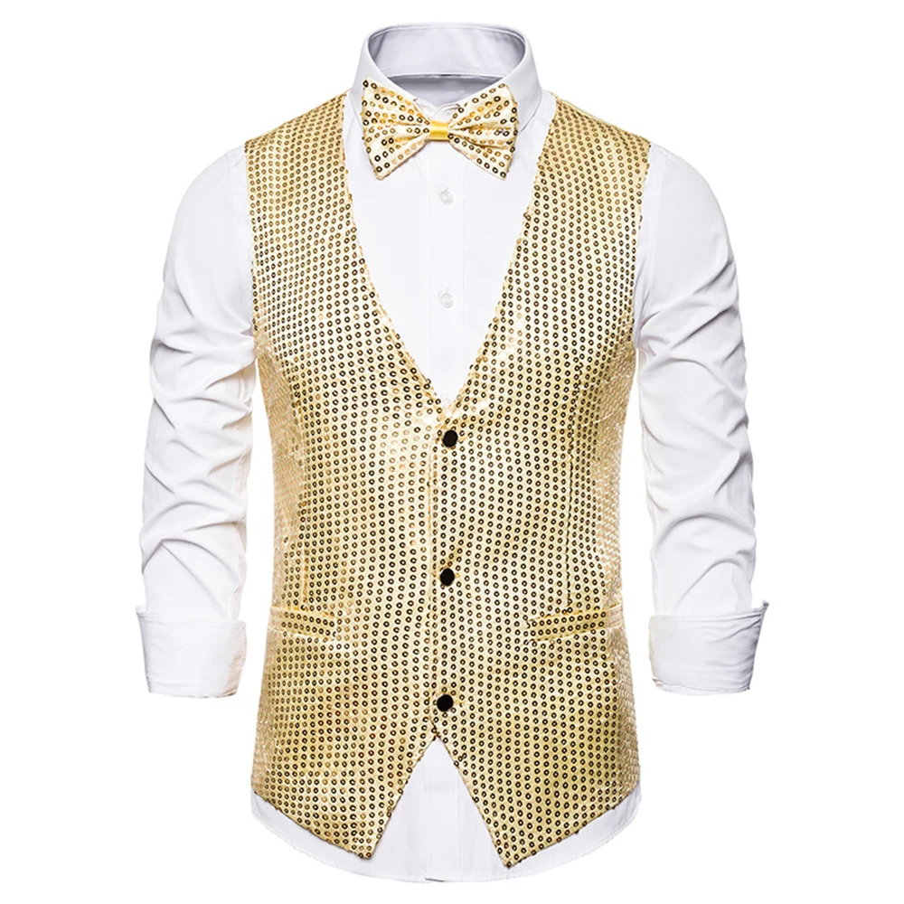 Adisputent 2019 мужские Искрящиеся с блестками жилет Slim Fit костюм юбкой для сцены ужин