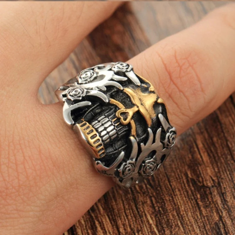 

High Quality Metal Vintage Gothic Men Punk Skull Ring Jewelry Men Ring