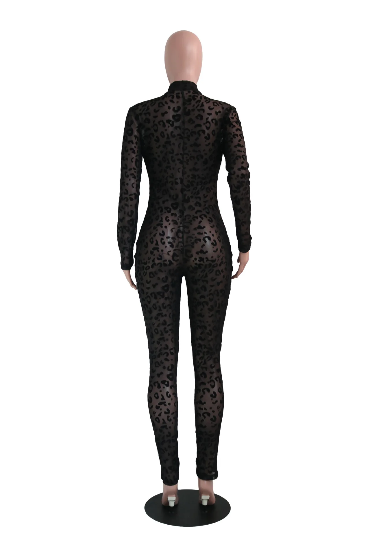 

HAOOHU Black Mash Lace Patchwork Sexy Women Jumpsuits Party Outfits Long Sleeve Deep V Neck Skinny Slim Fashion Lady Jumpsuit