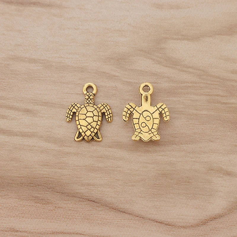 

30 Pieces Antique Gold Color Small Tortoise Turtle Terrapin Charms Pendants Beads Necklace Bracelet DIY Jewelry Making 16x12mm