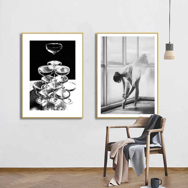 

Ballet Girl Art Print Peony Flowers Nordic Posters Wall Art Canvas Reed Poster Modern Wall Pictures for Living Room Decoration