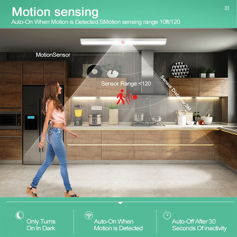 cabinet light closets pir motion sensor lamp 24 40 60 led usb rechargeable kitchen lights for cupboard wardrobe room free global shipping