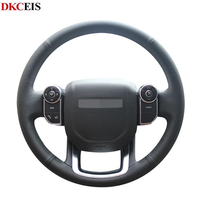 DIY сшитый вручную черный мягкий чехол рулевого колеса автомобиля из