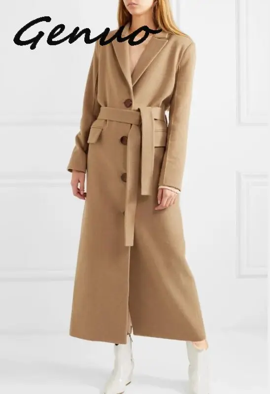 

Новинка 2019, женские пальто, зимнее шерстяное длинное пальто, 2020, винтажные модные корейские верблюжьи женские пальто большого размера