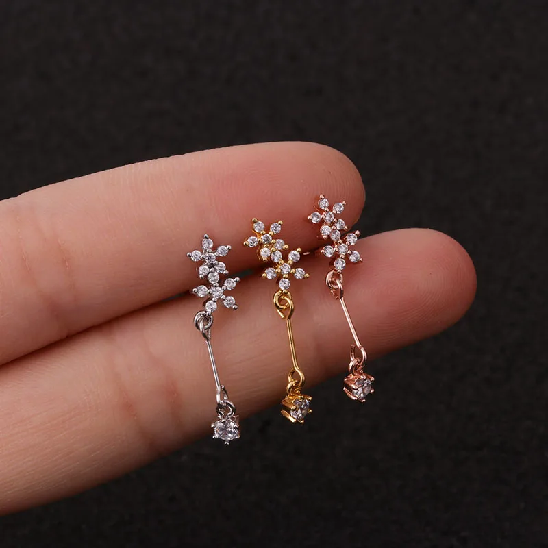 Feelgood 1Pc Rose/Yellow Gold And Silver Color Ear Cartilage Earring 20g Stainless Steel Helix Piercing Jewelry Rook Lobe Stud