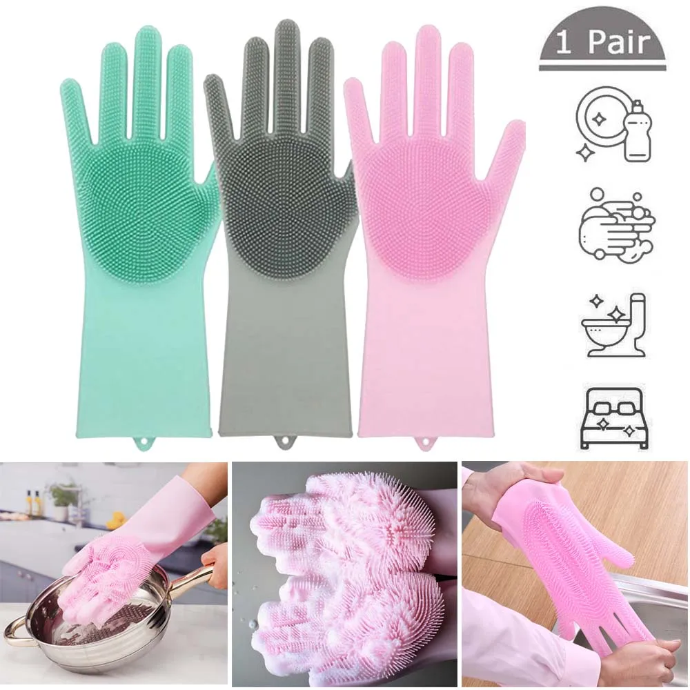 Пищевые силиконовые многоцелевые ленивые перчатки для мытья посуды толстые