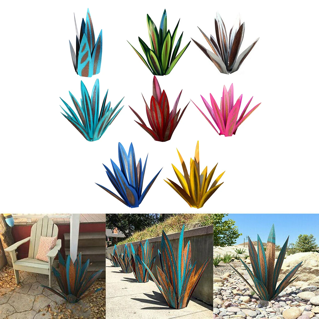 

Simulation Art Agave Plant Ornaments DIY Rustic Metal Sculpture for Outdoor Patio Yard Garden Decoration Stakes Lawn Statue H051