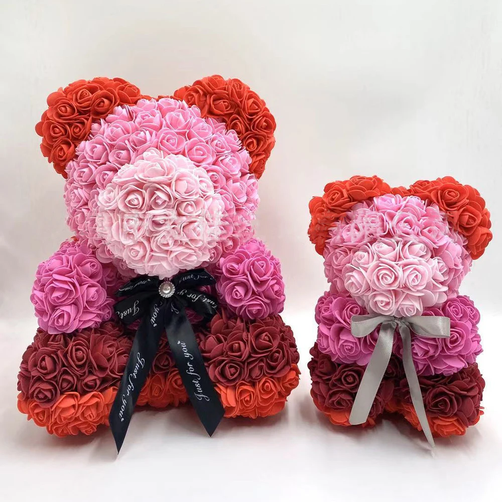 

25cm/40cm Teddy Rose Bear Valentines Day Gift Artificial Flower Bear Rose Birthday Gift for Girlfriend Wedding Decor Women Gifts